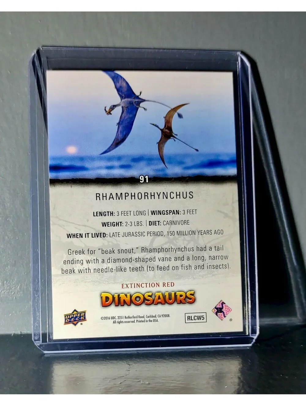 2015 Upper Deck Dinosaurs Rhamphorhynchus Extinction Red Parallel #91 Card